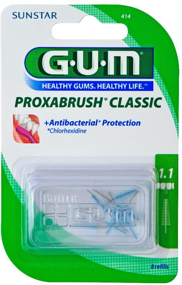 sunstar italiana srl gum proxabrush 414 protezione antibatterica 8 pezzi - spazzolini interdentali per una pulizia profonda e protetta