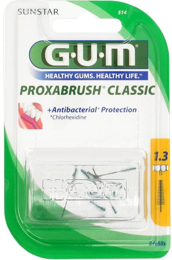 sunstar italiana srl gum proxabrush 514 protezione antibatterica 8 pezzi - spazzolini interdentali per una pulizia profonda e protetta