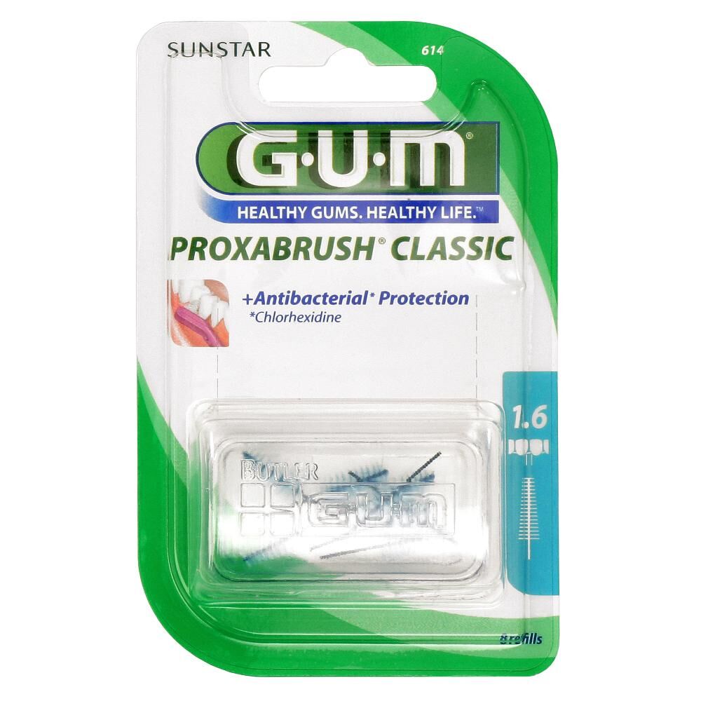 sunstar italiana srl gum proxabrush classic 1,6mm ricambio 8 pezzi - pulizia interdentale efficace