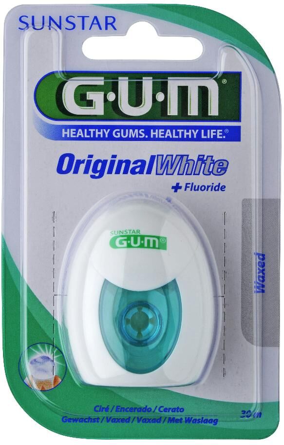 sunstar gum original white filo interdentale 30m - filo per la pulizia degli spazi interdentali, rimozione delle macchie, igiene orale