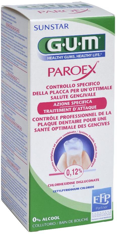 sunstar italiana srl gum paroex collutorio clorexidina 0,12% 300ml - protezione avanzata per gengive e denti