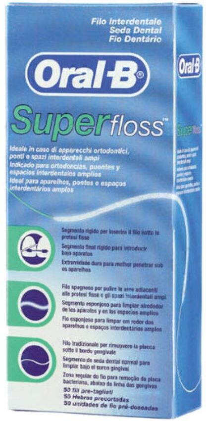 procter oral-b - super floss filo interdentale ponti apparecchi ortodontici 50 fili pre-misurati