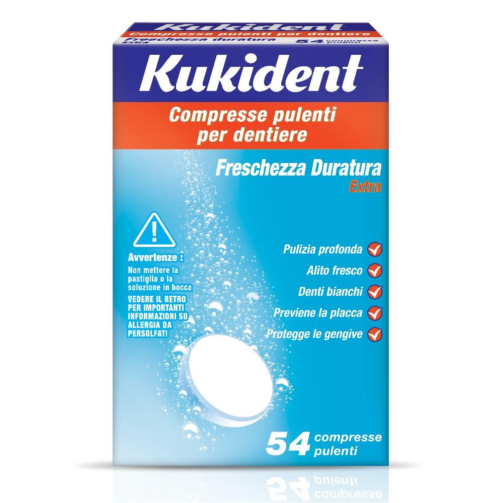 procter & gamble srl kukident - freschezza duratura extra 54 compresse - igiene e comfort per le tue protesi dentarie