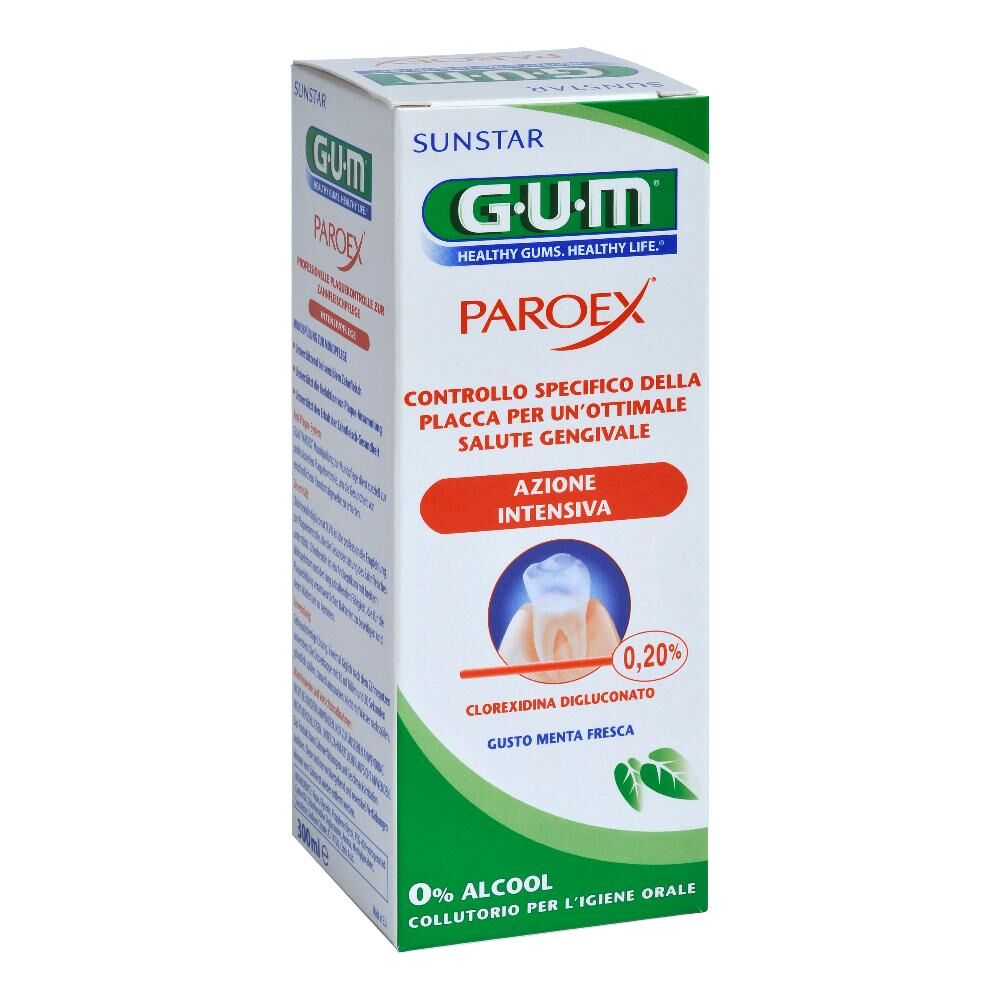 sunstar italiana srl gum paroex collutorio antiplacca per gengive delicate 300ml - protezione e igiene orale avanzata