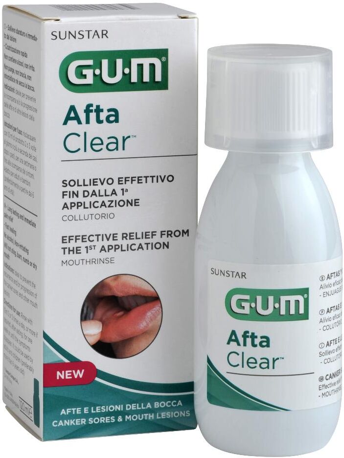 sunstar italiana srl gum afta clear collutorio 120ml - lenisce e promuove la guarigione delle afti per una bocca sana