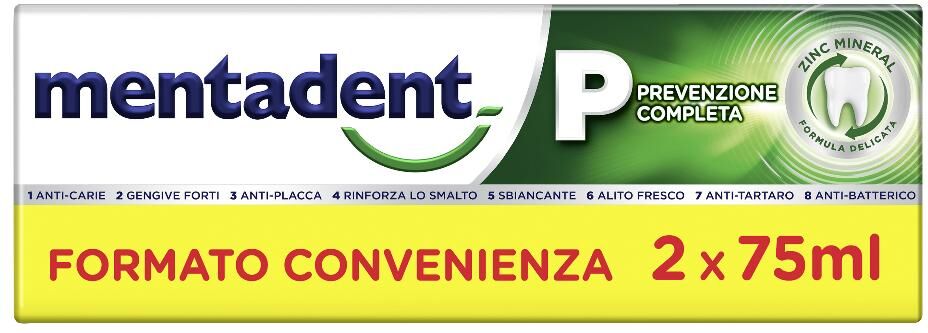 unilever italia spa mentadent p dentifricio bitubo 2x75ml - formula per la prevenzione completa