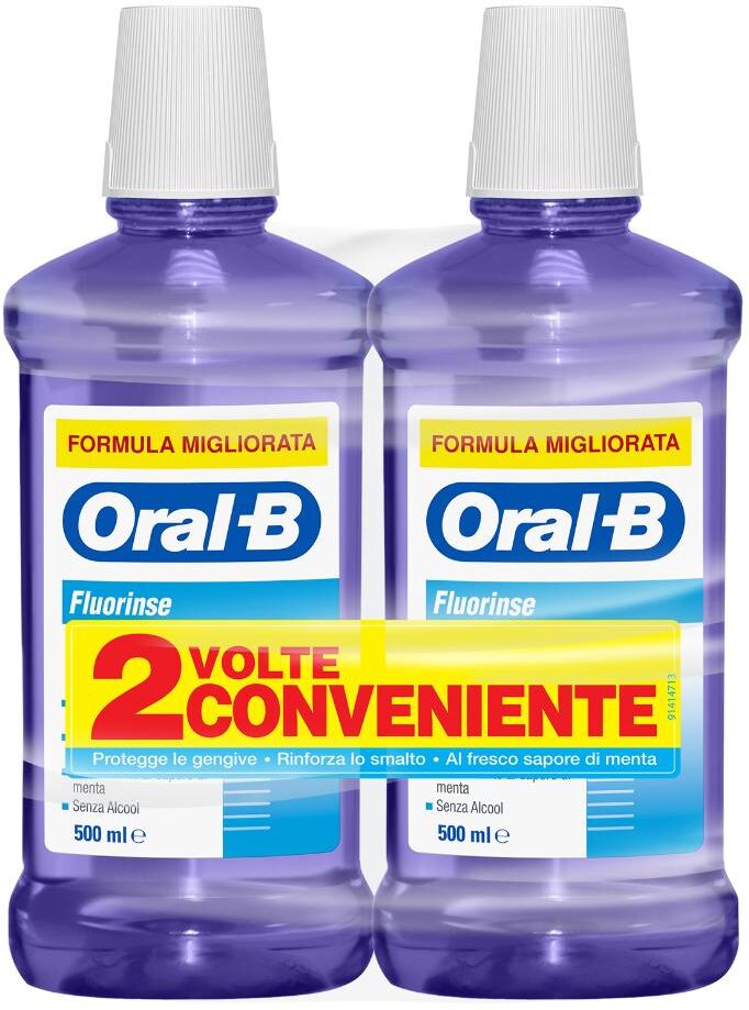 procter & gamble srl oral-b - fluorinse bipacco 2x500ml, collutorio con fluoro per la cura orale