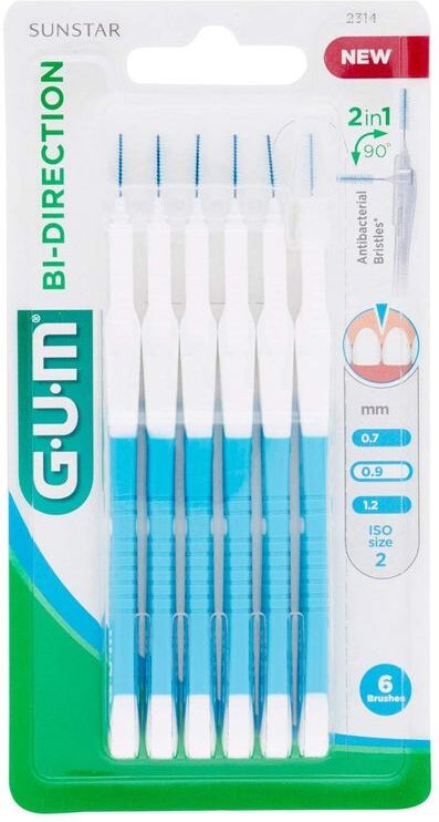 Sunstar Gum Bi-direction Scovolini Punta Microfine 2314, 6 Pezzi - Scovolini Interdentali per una Pulizia Dettagliata