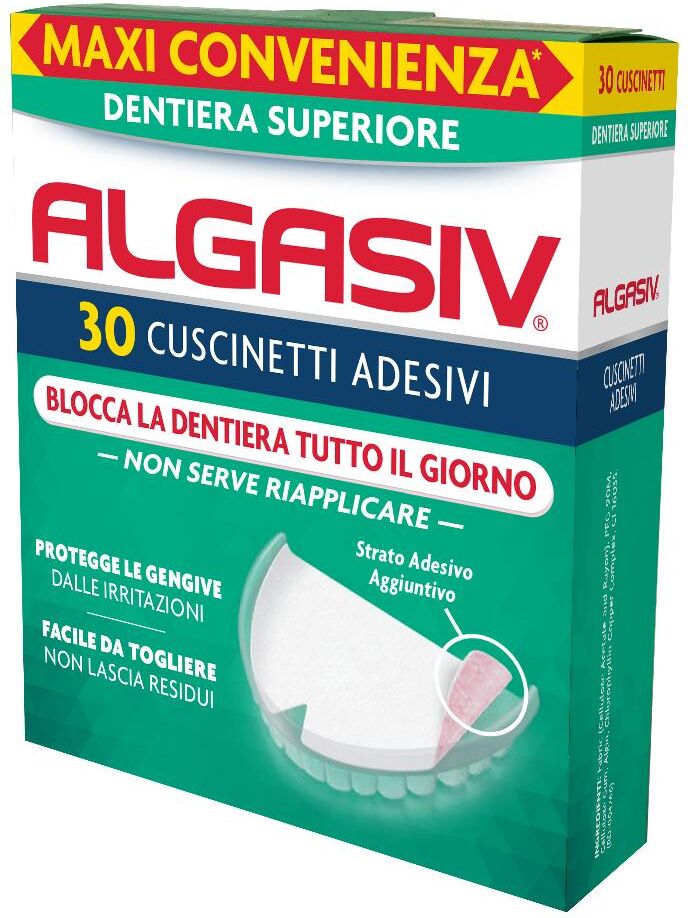 Combe Italia Algasiv - 30 Cuscinetti Adesivi Dentiera Superiore