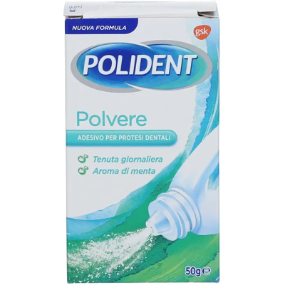 HALEON ITALY Srl Polident - Polvere Adesiva per dentiere Menta 50g - Fissaggio sicuro e duraturo HALEON ITALY Srl Polident - Polvere Adesiva per dentiere Menta 50g - Fissaggio sicuro e duraturo