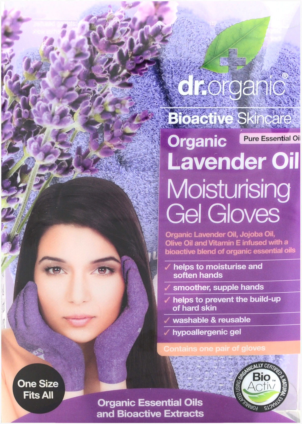 optima naturals srl dr. organic lavanda guanti in gel idratante per le mani 1 paio - guanti idratanti con lavanda per mani morbide e levigate