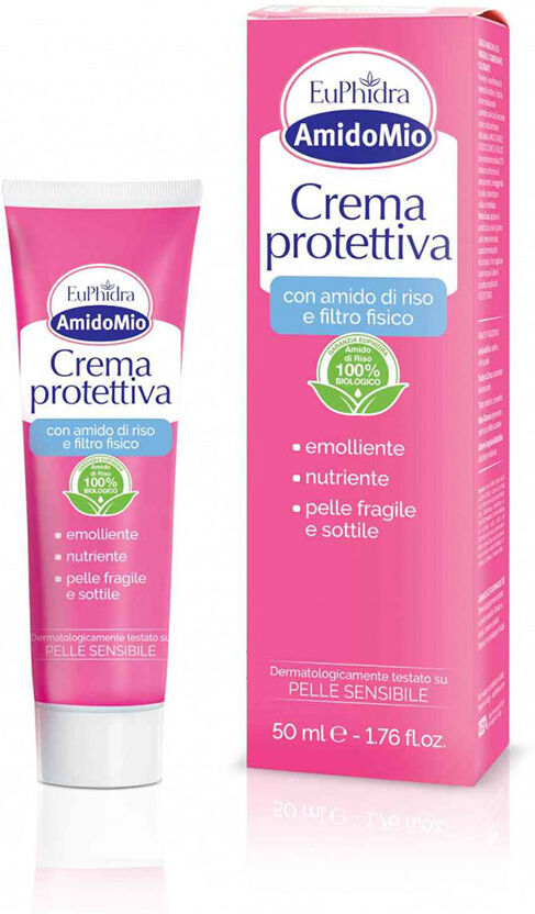 zeta farmaceutici spa euphidra amidomio crema protettiva con amido di riso e filtro fisico - emolliente, nutriente per pelle fragile - 50ml