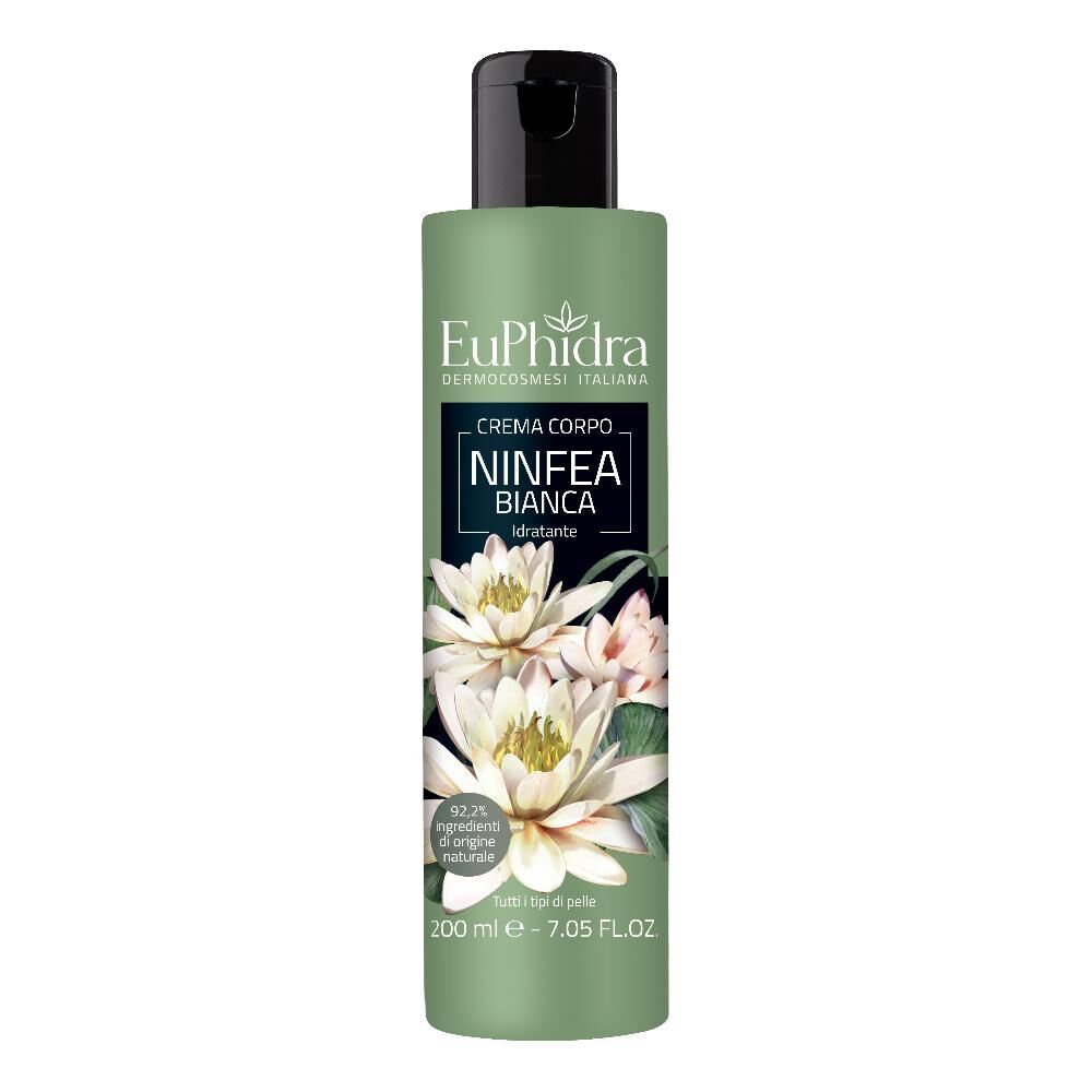 zeta farmaceutici spa euphidra - crema corpo idratante profumata ninfea bianca 200ml, nutrimento e freschezza con delicate note floreali.