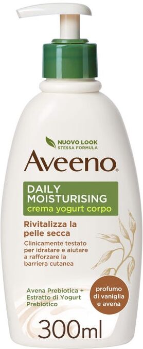 Johnson & Johnson Aveeno Daily Moisturising Crema Corpo Idratante Yogurt Vaniglia &amp; Avena 300 ml - Pelle Nutrita e Profumata