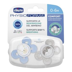 Chicco Succhietto Physio Comfort Boy Silicone 0-6 Mesi 2 Pezzi - Il Comfort e la Sicurezza del Tuo Bambino al Primo Posto