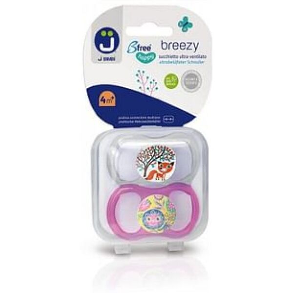 colpharma srl j bimbi b free breezy happy succhietto silicone trasparente/rosa 2 pezzi 4 mesi+