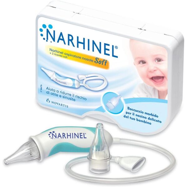 haleon italy srl narhinel - aspiratore nasale soft + 2 ricambi soft, igiene nasale per bambini, pratico e delicato