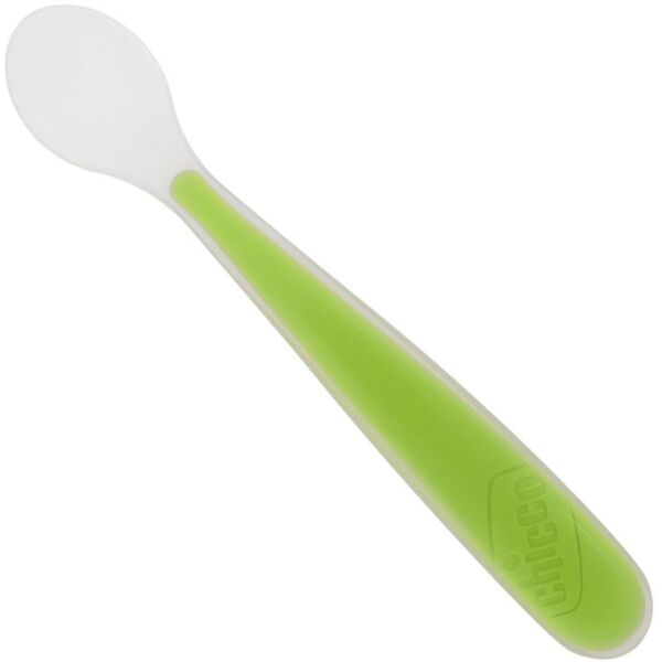 Chicco Cucchiaio Morbido Silicone Verde 6m+ - Set di 1 Cucchiaio Ergonomico per Neonati