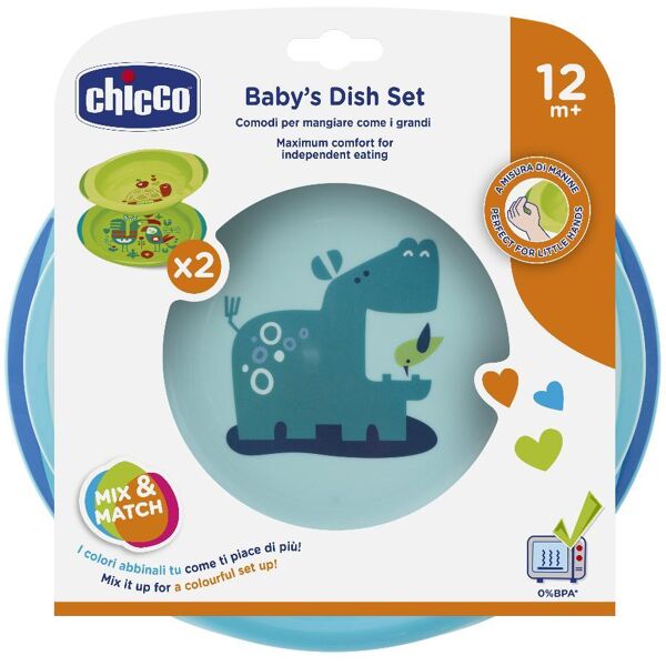 chicco set piatti azz/verde 12m+