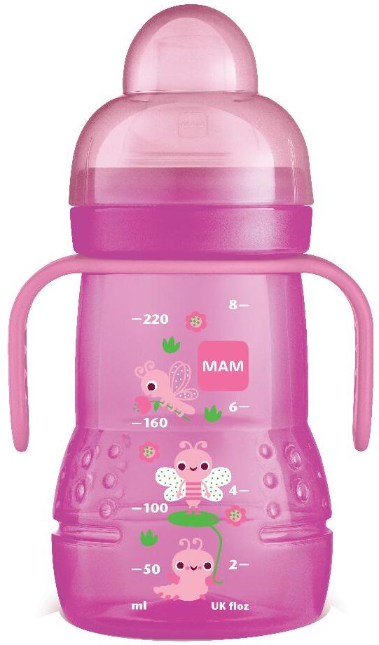 baby italia mam trainer biberon e tazza colore rosa 4+ mesi 220 ml