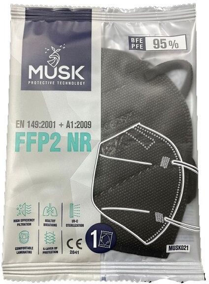 dispositivi anti-covid musk mascherina ffp2 musk021 black 10 pezzi