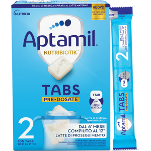 Danone Nutricia Spa Soc.Ben. Aptamil Nutribiotik 2 Tabs Pre-Dosate Latte di Proseguimento 21 Bustine - Integratore probiotico per bambini