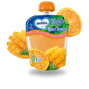 mellin pouch arancia mango carota 90g - merenda per bambini 6 mesi+