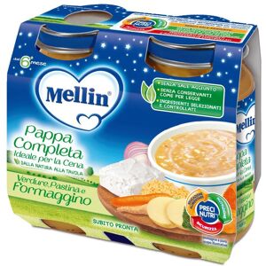 mellin pappa completa verdure, pastina e formaggio 2x200g - alimentazione per bambini 6 mesi+