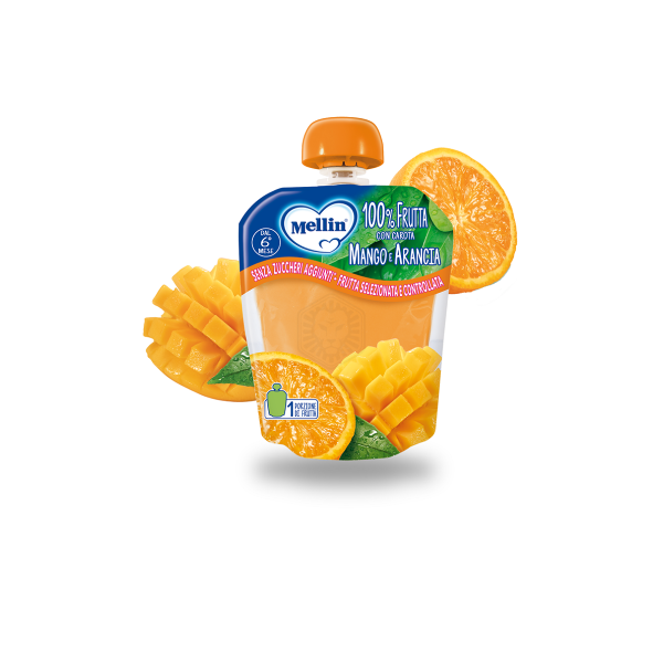 danone nutricia spa soc.ben. mellin pouch arancia mango carota 90g - merenda per bambini 6 mesi+