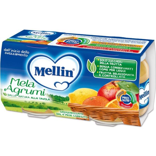 danone nutricia spa soc.ben. mellin omogeneizzato mela agrumi 2x100g - alimento per bambini, senza glutine