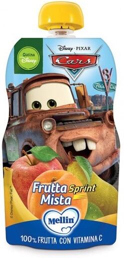 mellin pouch disney cars frutta mista 110g - omogenizzato biologico per bambini