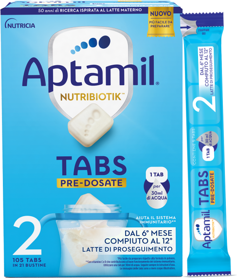 danone nutricia spa soc.ben. aptamil nutribiotik 2 tabs pre-dosate latte di proseguimento 21 bustine - integratore probiotico per bambini