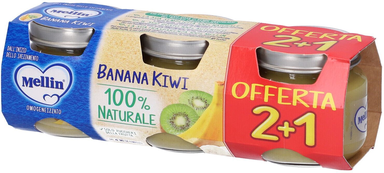 danone nutricia spa soc.ben. mellin omogeneizzato banana e kiwi 2+1 x 100g - alimento per la prima infanzia