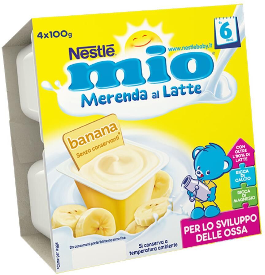 nestle' italiana spa nestlé mio merenda latte banana 4x100g - snack nutriente per bambini