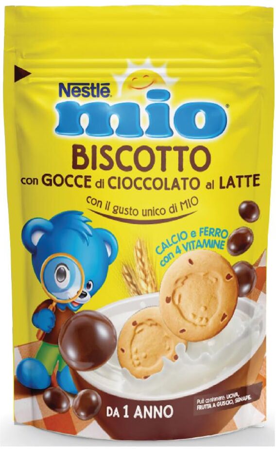 nestle infant nestlé mio biscotto gocce cioccolato al latte 150g - snack goloso per una pausa saporita