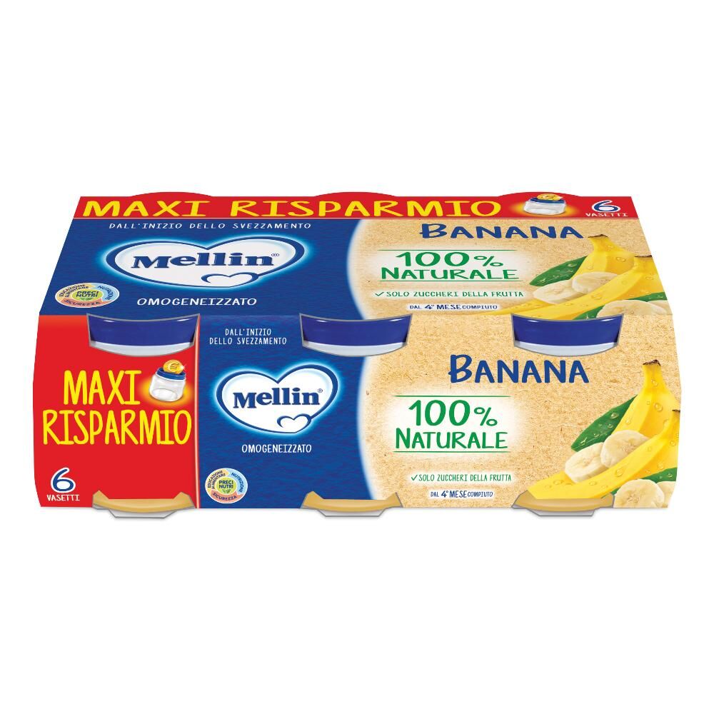 danone nutricia spa soc.ben. mellin omogenizzato banana 6x100g - alimento per bambini senza glutine e ricco di vitamina c