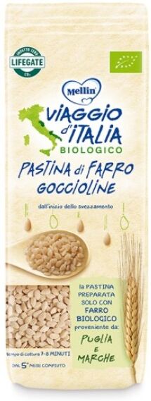 Danone Nutricia Spa Soc.Ben. Viaggio d'Italia Mellin Pastina di Farro Goccioline 320g - Alimenti Biologici per Bambini