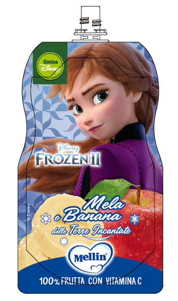 Mellin Merenda Disney Frozen II Mela e Banana 110g - Snack per Bambini