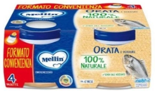 Mellin Omogeneizzato Orata e Verdure 4x80g - Alimento per Bambini, Senza Glutine