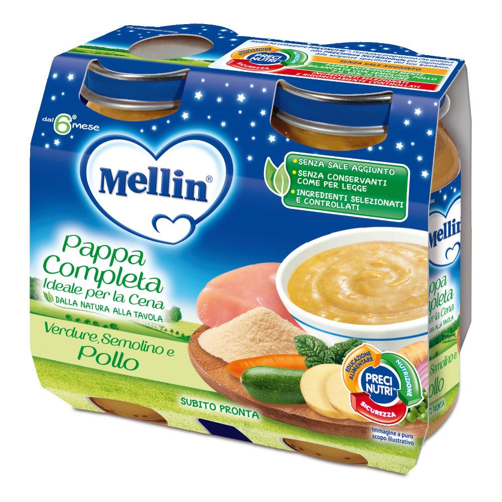 Danone Nutricia Spa Soc.Ben. Mellin Semolino Verdure Pollo Pappa Completa 6m+ 2x200g