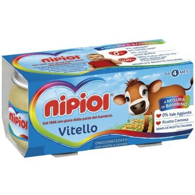 Nipiol Cibo per Neonati con Vitello - 80g Sacchetti Nipiol Cibo per Neonati con Vitello - 80g Sacchetti