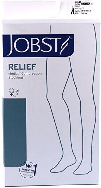 Essity Italy Spa Jobst Relief Calze Sanitarie a Compressione 20-30mmHg Beige Taglia M 1 Pezzo - Sollievo Efficace per Gambe Stanche e Gonfie