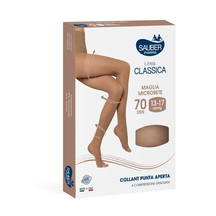 Desa Pharma Srl Autoreggenti a Punta Aperta 70 Denari Colore Nero Beige Taglia 5 - Linea Classica