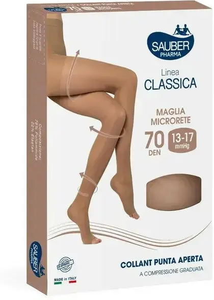 Desa Pharma Srl Linea Classica Collant Punta Aperta 70 Denari Microrete Neutro Beige Taglia 2 - Collant Punta Aperta