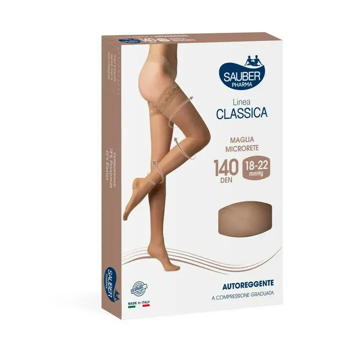 Desa Pharma Srl Calza Autoreggente Sauber Linea Classica 140 Denari Nero Taglia 2 - Eleganza e Comfort al Tuo Servizio