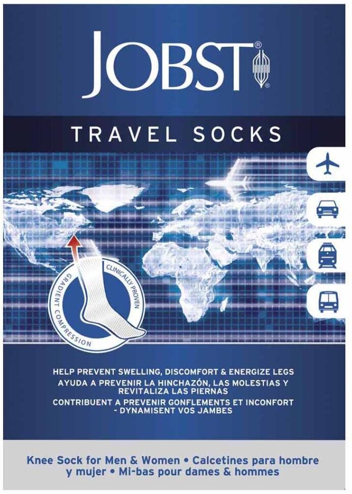 Essity Italy Spa Jobst Travel Socks Calza Compressiva 15-20mmHg Gambaletto Blu Taglia M - Viaggia Senza Gambe Gonfie con Stile