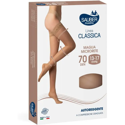 ITALSILVA COMMERCIALE Srl Linea Classica Calza a Compressione 70 Denari Autoreggente Colore Beige Taglia 5 - Sauber Linea Classica ITALSILVA COMMERCIALE Srl Linea Classica Calza a Compressione 70 Denari Autoreggente Colore Beige Taglia 5 - Sauber Linea Classica