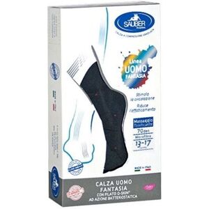 Desa Pharma Calza Uomo Fantasia Q-Skin 70 Denari Blu Riga Larga Taglia P - Compressione Graduata