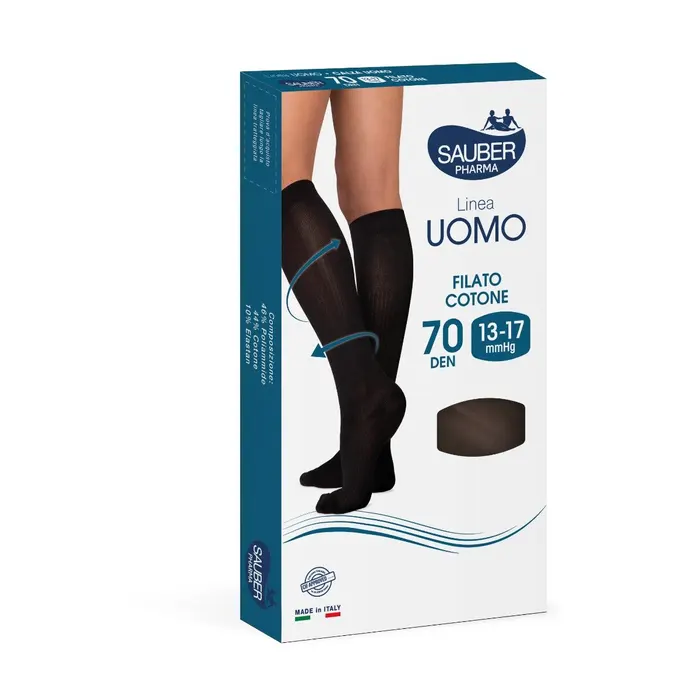 Desa Pharma Calza Uomo Cotone 70 Denari Nero Taglia M - Compressione Graduata e Traspirabilità per il Comfort delle Gambe