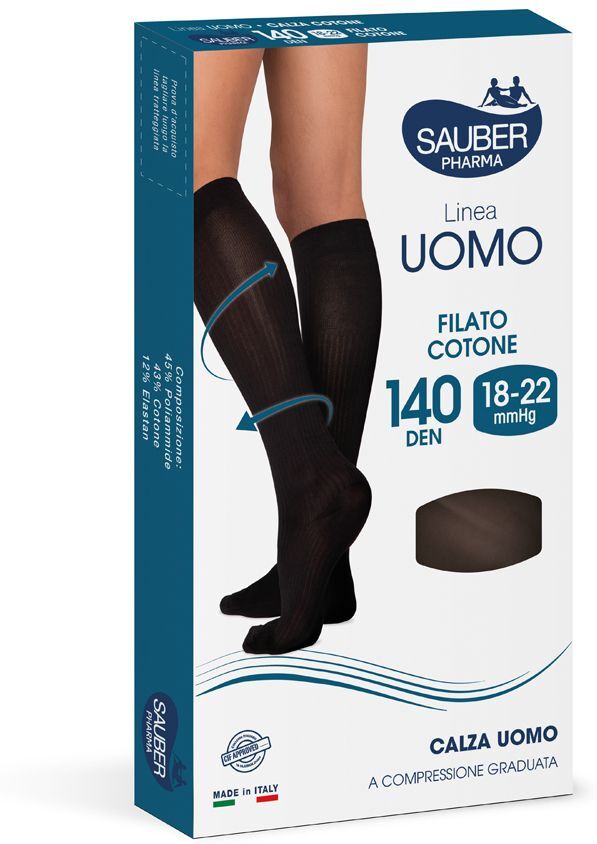 Desa Pharma Srl Calza Uomo Cotone 140 Denari Blu Taglia Grande - Compressione Terapeutica per la Salute delle Gambe